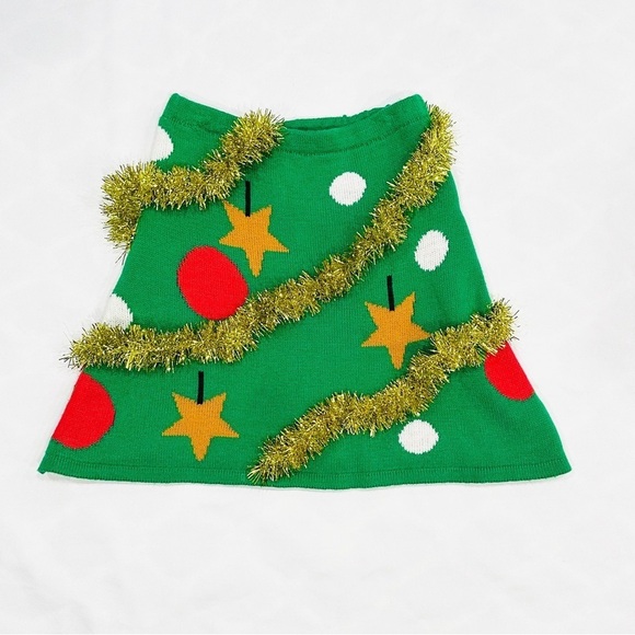 Derek Heart Ugly Sweater Christmas Tree Garland A-Line Knit Mini Skirt - Picture 1 of 8
